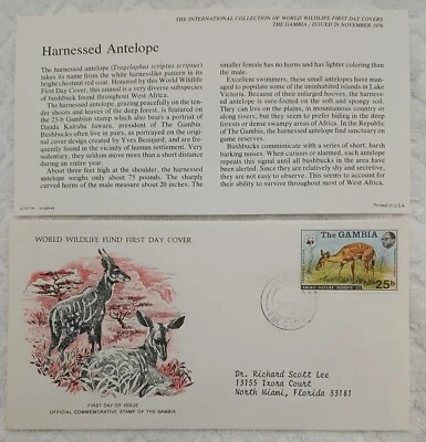GAMBIA - 1976 - SELLO WWF - ANTÍLOPE ENJAEZADO - - FDC Foto 1 de 2