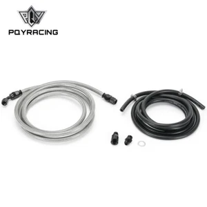 For 96-00 Civic 4dr Sedan Black Stainless Steel Fuel Feed Line & Rubber Return - Foto 1 di 14