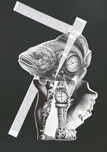 Collage original medios mixtos obras de arte firmado concepto de arte contemporáneo - Imagen 1 de 4