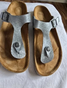 Birkenstock Damen Gizeh Silber Matt 38 Sandalen Zehentrenner - Bild 1 von 6