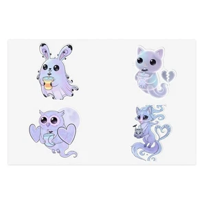 Süße Tier Boba Tee Stickerbögen, Halloween Deko, Scrapbooking Zubehör - Bild 1 von 25
