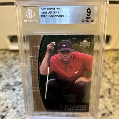 Golf Tiger Woods Stat Leaders 2001 cubierta superior #SL7 BGS 9 Foto 1 de 4