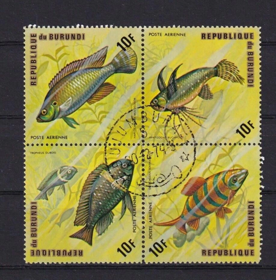 SA23i Burundi 1974 Fish, Air Mail, used block of 4. - Image 1 of 1