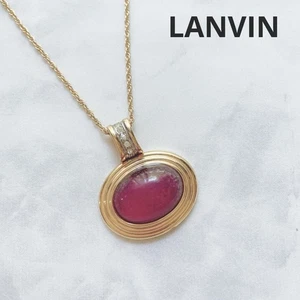 LANVIN Rhinestone Necklace Gold Pendant Auth From Japan RA - Picture 1 of 24
