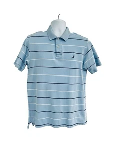 Nautica blau & weiß gestreiftes Poloshirt Größe Large 100 % Baumwolle Herren Oberteil T-Shirt - Bild 1 von 7