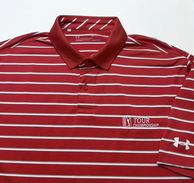 Camisa Polo Under Armour East Lake PGA Tour Championship Golf Rayas Roja Blanca M Foto 1 de 4