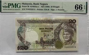 Malaysia, Bank Negara 1989 20 Ringgit Pick 30  PMG 66 EPQ Gem Uncirculated - Bild 1 von 2
