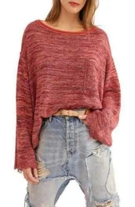 Suéter suéter tejido estampado tinte espacial prisma Free People rojo mediano - Imagen 1 de 9