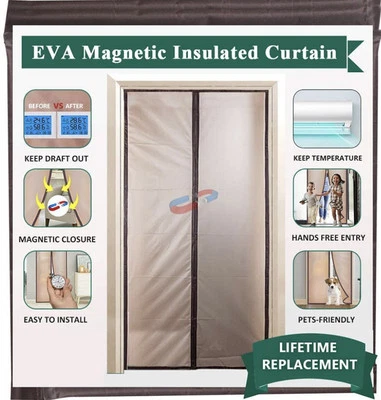 Cortina de puerta magnética con aislamiento térmico 39" x 99" beige - A0111 Foto 1 de 4