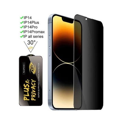 Privacy Tempered Glass Screen Protector For iPhone 15 14 13 12 11 Pro Max Plus X - Image 1 of 4