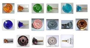 tiny cut glass drawer & cupboard pulls door knobs 22mm various colours - Picture 1 of 27