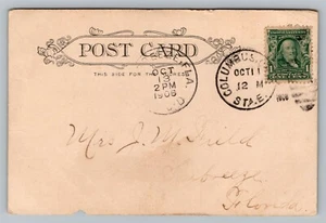 1906 Colombus OH to Seabreeze Florida FL erhielt Briefmarke DPO Postkarte Cover GETRAGEN - Bild 1 von 4