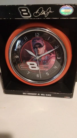 NASCAR Dale Earnhardt Jr. #8 Red Wall Clock Battery Operated NEW IN BOX Cover