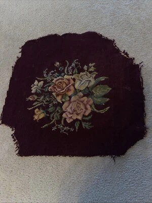 Antique Needlepoint Chair Seat Cover Handmade 23” By 22” - Image 1 of 4