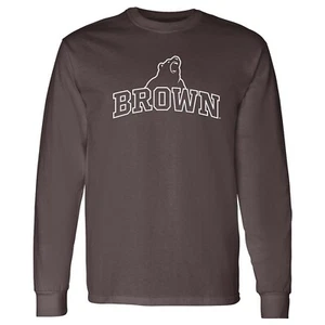 Brown University Bears Arch Logo Long Sleeve Shirt - Dark Chocolate - Picture 1 of 6