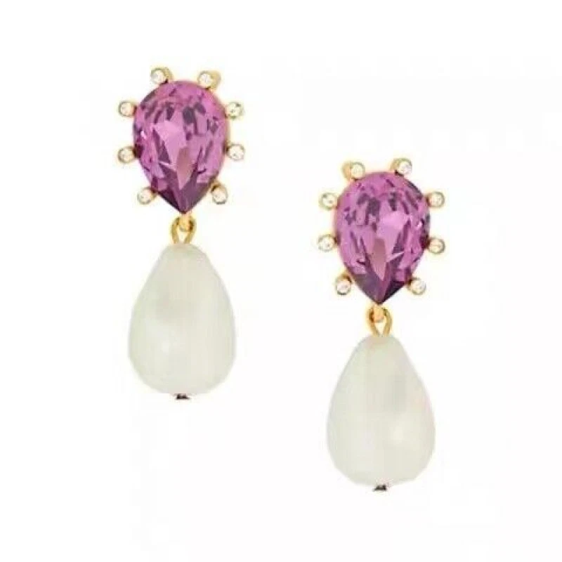 Elegantes pendientes colgantes lágrima CRISTALES perlas oscar de la renta joyería Foto 1 de 1