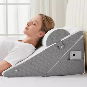 Sasttie Almohada de Cuña para Cabecero, Juego de Almohadas de Cuña para Cama Ajustable con Ortope - Imagen 1 de 7