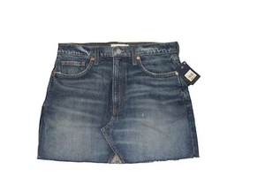 NWT Indigo Blue Lucky Brand High Rise Cut Off Skirt Frayed Hem Denim Skirt Sz 10 - Picture 1 of 13