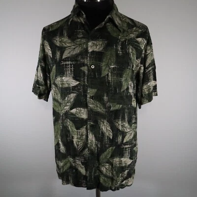 Axcess by Claiborne Shirt Mens Medium Tropical Leaf Resort Casual Button Up - Image 1 of 4