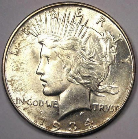 1934-D Peace Silver Dollar $1 - Excellent Condition - Nice Luster - Rare Date! Cover