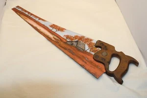 VIntage 26" DISSTON hand saw - painted with barn scene signed by artist "Phares" - Picture 1 of 8