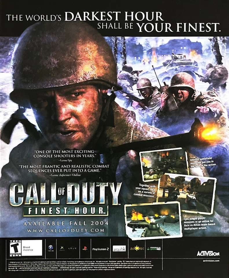 Anuncio impreso genuino CALL OF DUTY 10" X 12" (¡Solo anuncio, no el juego!) Finest Hour Foto 1 de 1