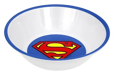 R SQUARED ZRIKE Superman Logo 4pc Warner Bros DC Comics Soup Cereal Party Man of Steel Kid Bowls
