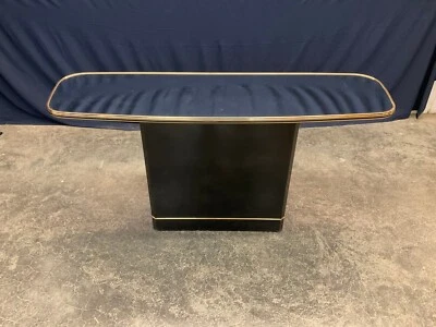 Postmodern Sofa or Console Table with Mirror Top & Black Lacquered Pedestal Base - Image 1 of 4