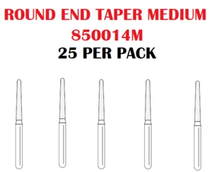 Premier Dental SOLO Premium Diamond Burs ROUND END TAPER MED 850014M 25pcs USA - Picture 1 of 5