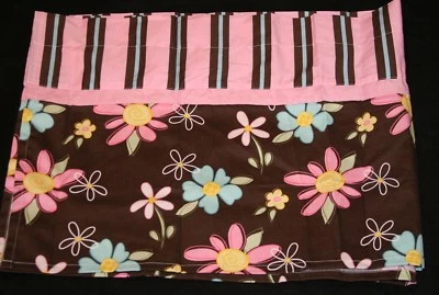 Trend Lab Brown Pink Floral Window Valance nursery decor 82x15 nwop - Image 1 of 3