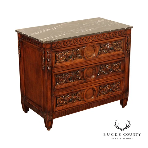 Italian Louis XVI Style Marble Top Chest of Drawers Cover