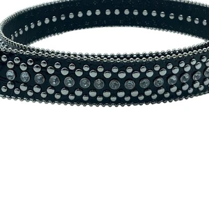 Cintura borchiata dondolo pop punk nero argento larga piccola media 32" - 37" emo grunge - Foto 1 di 10