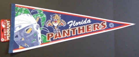 FLORIDA PANTHER 12" X 30" TRIANGLE CLASSIC FELT WALL PENNANT RED/GOLD NEW  NHL Cover