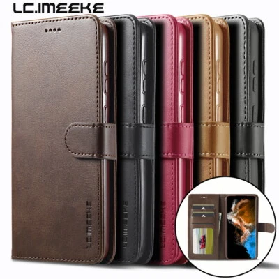 Leather Flip Wallet Phone Case for Samsung S25/S24/S23/S22 Ultra/A07/A17/A25/A26 - Image 1 of 4