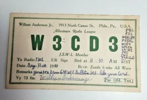 Cartolina Radioamatore Allentown PA QSL 1946 - Foto 1 di 2