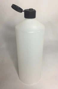 1000ml (1 Litre) Natural HDPE Plastic Bottle & Black Flip Top Cap *ANY AMOUNT* - Picture 1 of 2