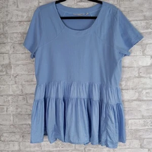 Soft Surroundings Baby Doll Top Tiered Womens Large Blue Coastal Beachy - Imagen 1 de 9