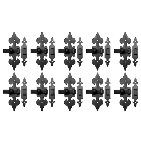 10 Cabinet Latch Wrought Iron Black Fleur de Lis 6" | Renovator's Supply Cover