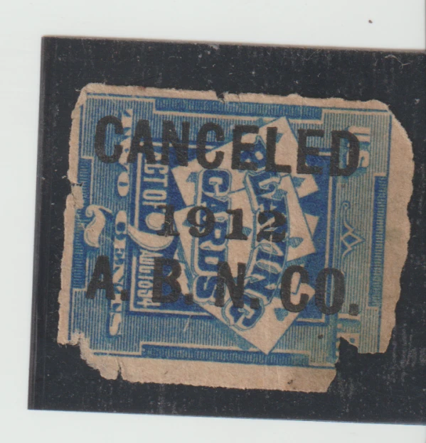US Scott #RF3 A.B.N. CO. Playing Card Stamp Type Dated 1912 Rouletted with Flaws - Image 1 of 1