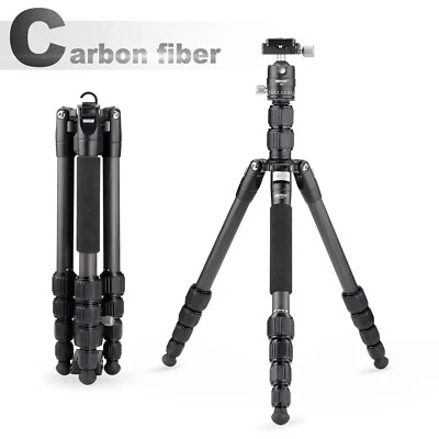 Profi Kamera Stativ Kohlefaser + 360° Drehbar Kugelkopf Stativ 148cm DSLR DHL - Bild 1 von 4