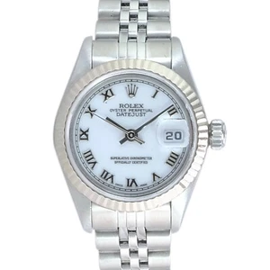 ROLEX DATEJUST 69174 LADIES WATCH WHITE ROMAN DIAL 18K WHITE GOLD FLUTED JUBILEE - Picture 1 of 7