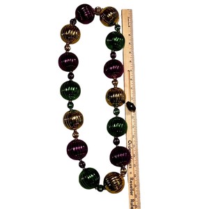 Mardi Gras large jumbo big bead necklace beads 19" long Each Bead Is 2” Inches