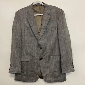 Jos A Bank Mens 100% Silk Gray Silver Herringbone Blazer Sz 42R - Picture 1 of 6