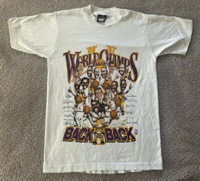 Vtg Los Angeles Lakers Caricature T-shirt Small White NBA Championship Magic 80s - Image 1 of 4