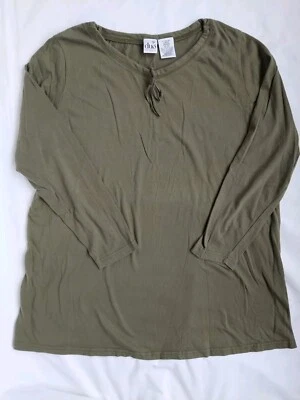 Duo Maternity Top Shirt LS Long Sleeve Olive Green Cotton USA Womens Large 12 14 - Image 1 of 3