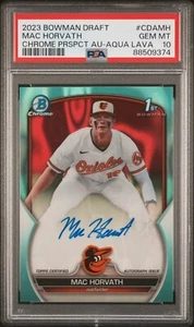 Bowman Draft Mac Horvath Aqua Lava 2023/199 Auto PSA 10 Rookie 1st Bowman - Imagen 1 de 2