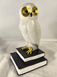 Snowy White Owl Book End Standing On Books 7 1/2" - Picture 1 of 9
