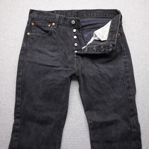 Levis 501 Jeans Mens 34x32* Black Button Fly Straight Leg Denim Pants Classic - Picture 1 of 17