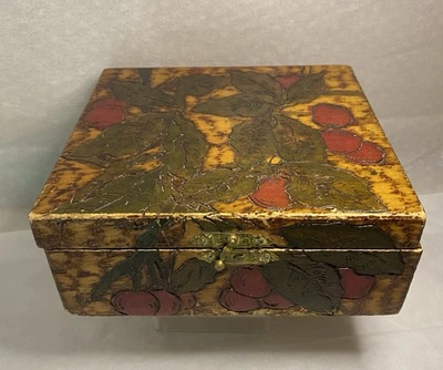 Vintage Wood Box. Pyrography. Signed Laurence N. McKay. 1907 - Image 1 of 4
