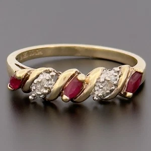 9ct Yellow Gold Ruby & Diamond Eternity Cluster Ring UK Size O Hallmarked - Picture 1 of 10